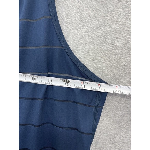 Athleta Women's Tank Top Racer Back Teal Striped Size XXS Sleeveless Round Neck - Picture 10 of 11